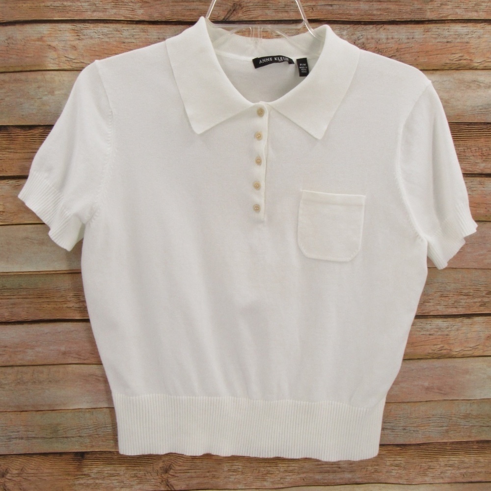 Anne Klein Short Sleeve Collared Sweater P/M